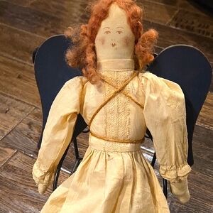 Handcrafted Angel Doll with Black Wings